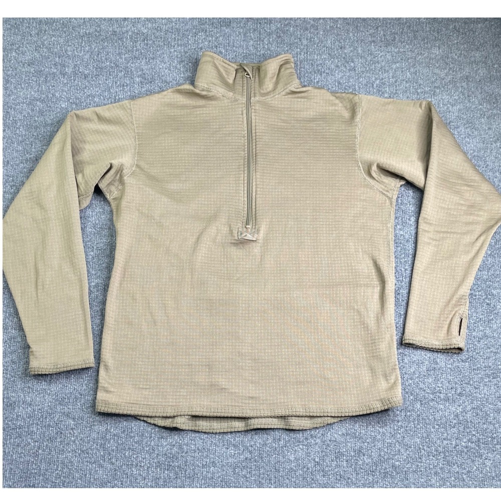 Military ECWCS Gen III L2 Shirt Mens Medium Tan Waffle Grid Fleece Quarter Zip